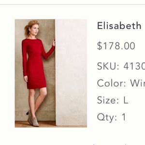 Anthropologie Red Bodycon Long Sleeve Dress